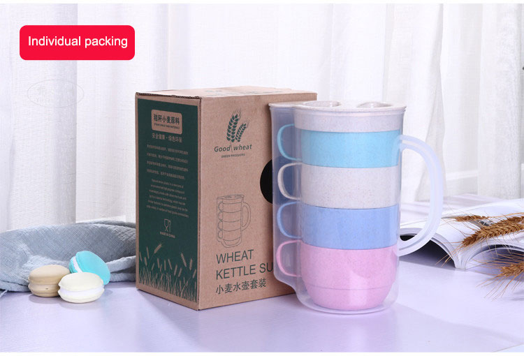 Wheat straw drinkware water kettle and cup sets